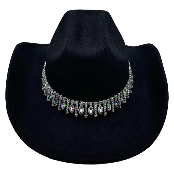 6566 Shiny Rhinestone Women\'s Cowgirl Hat Western Cowboy Retro Panama main image 5